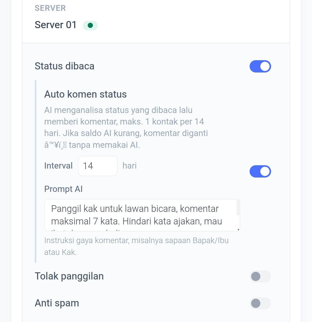AI Auto Komen Status Story Tokoizy