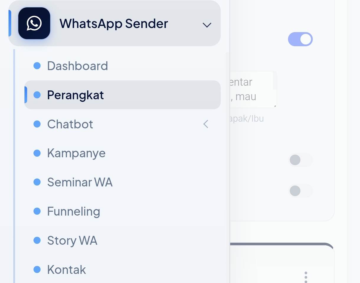 Add On WhatsApp Sender Tokoizy